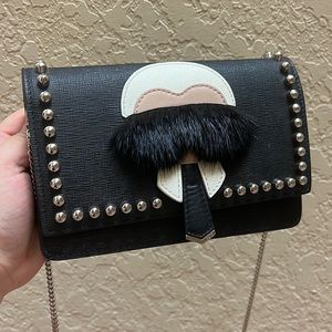 SOLD ! 💯 Authentic FENDI Karlito Wallet on Chain Studded Saffiano Leather